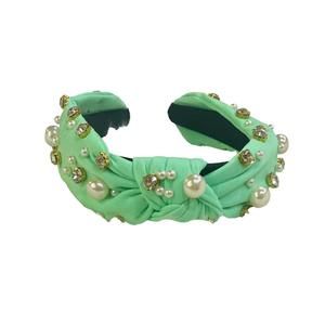 NEW KIDSCHARM girl's rhinestone and pearl headband in mint